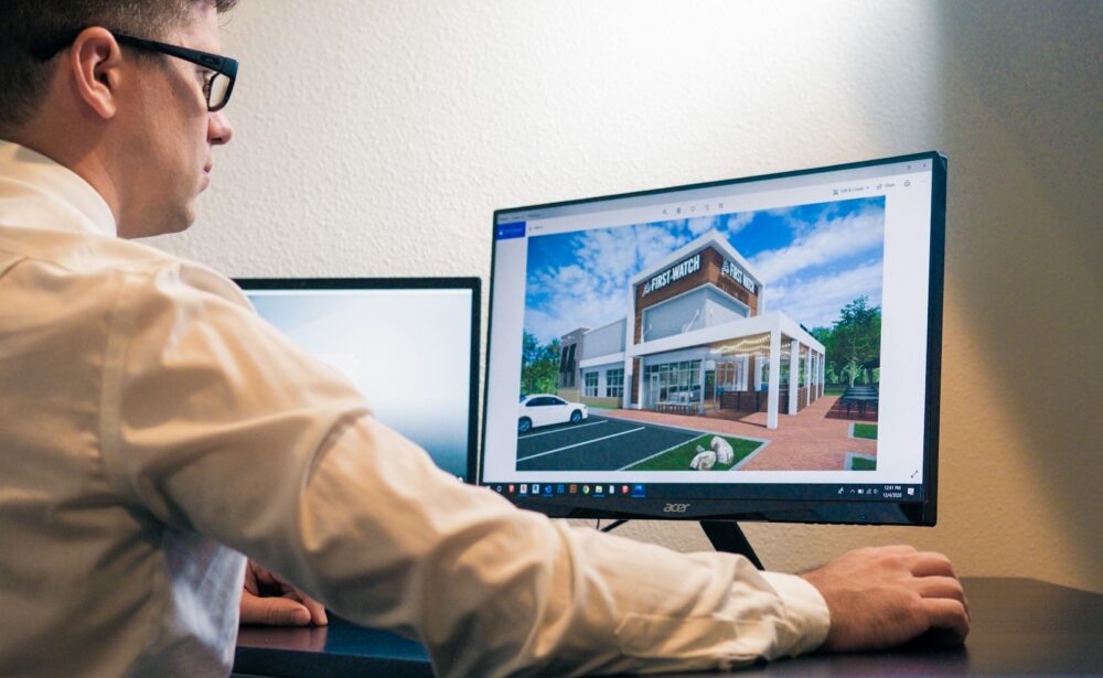 3D render of a house on screen