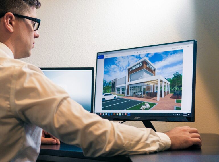 3D render of a house on screen