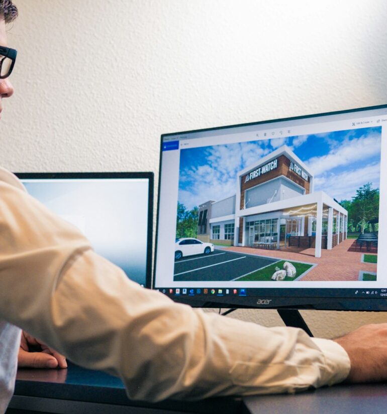 3D render of a house on screen