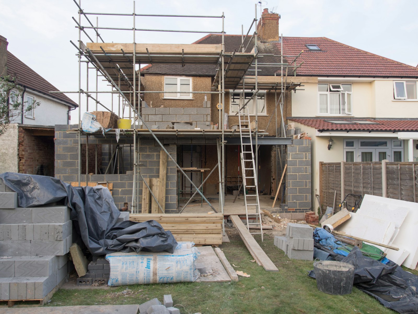 Builder working on a house renovation