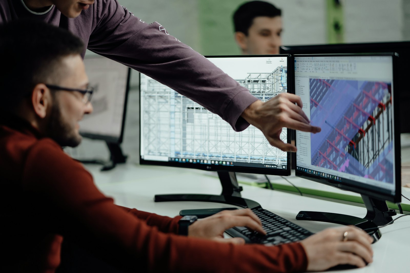 CAD drawing being edited on a monitor