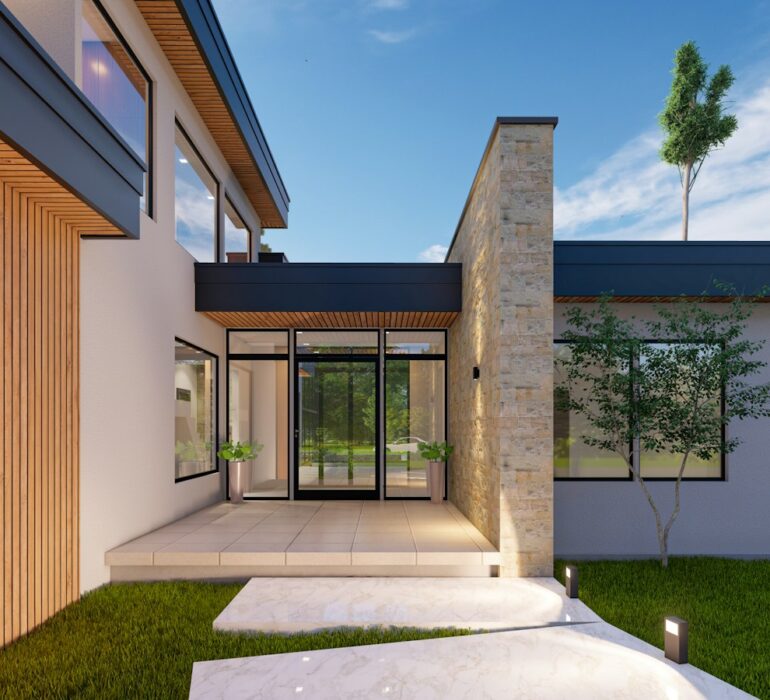 Contemporary timber-clad rear extension