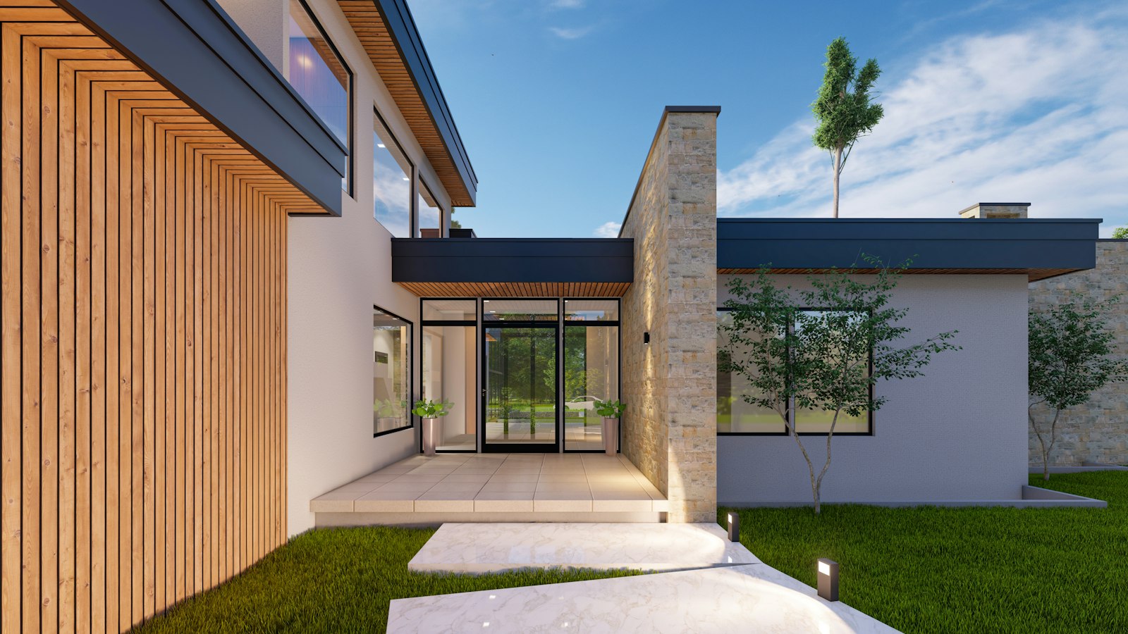 Contemporary timber-clad rear extension