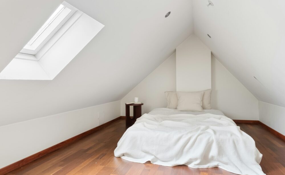 Converted loft bedroom with rooflights