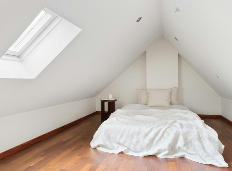 Converted loft bedroom with rooflights
