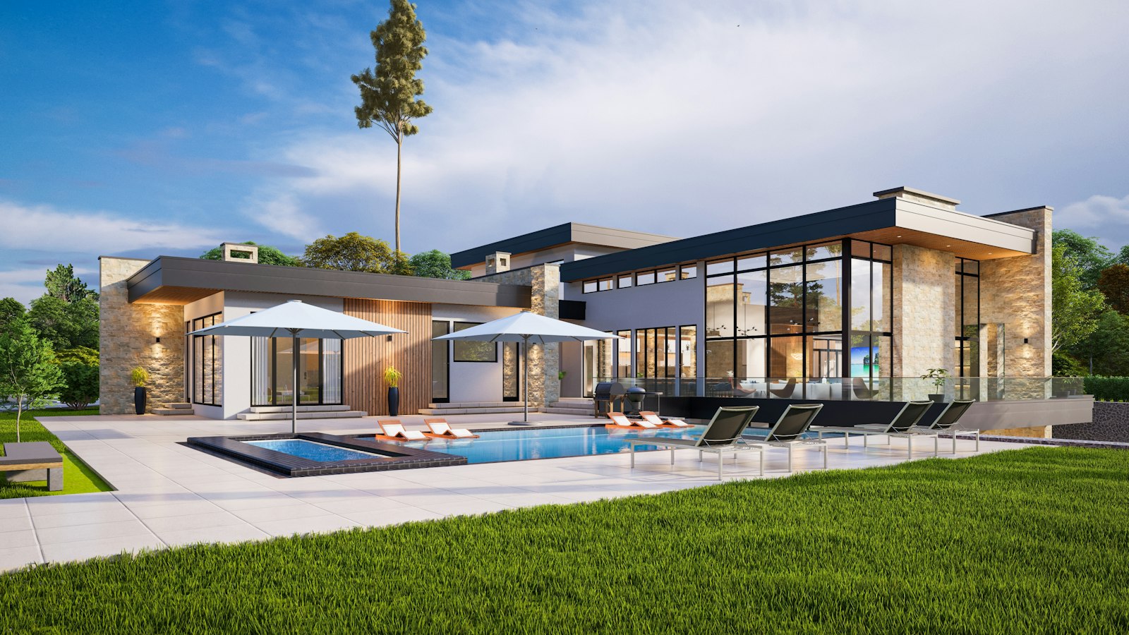 Exterior visualisation of a new-build house